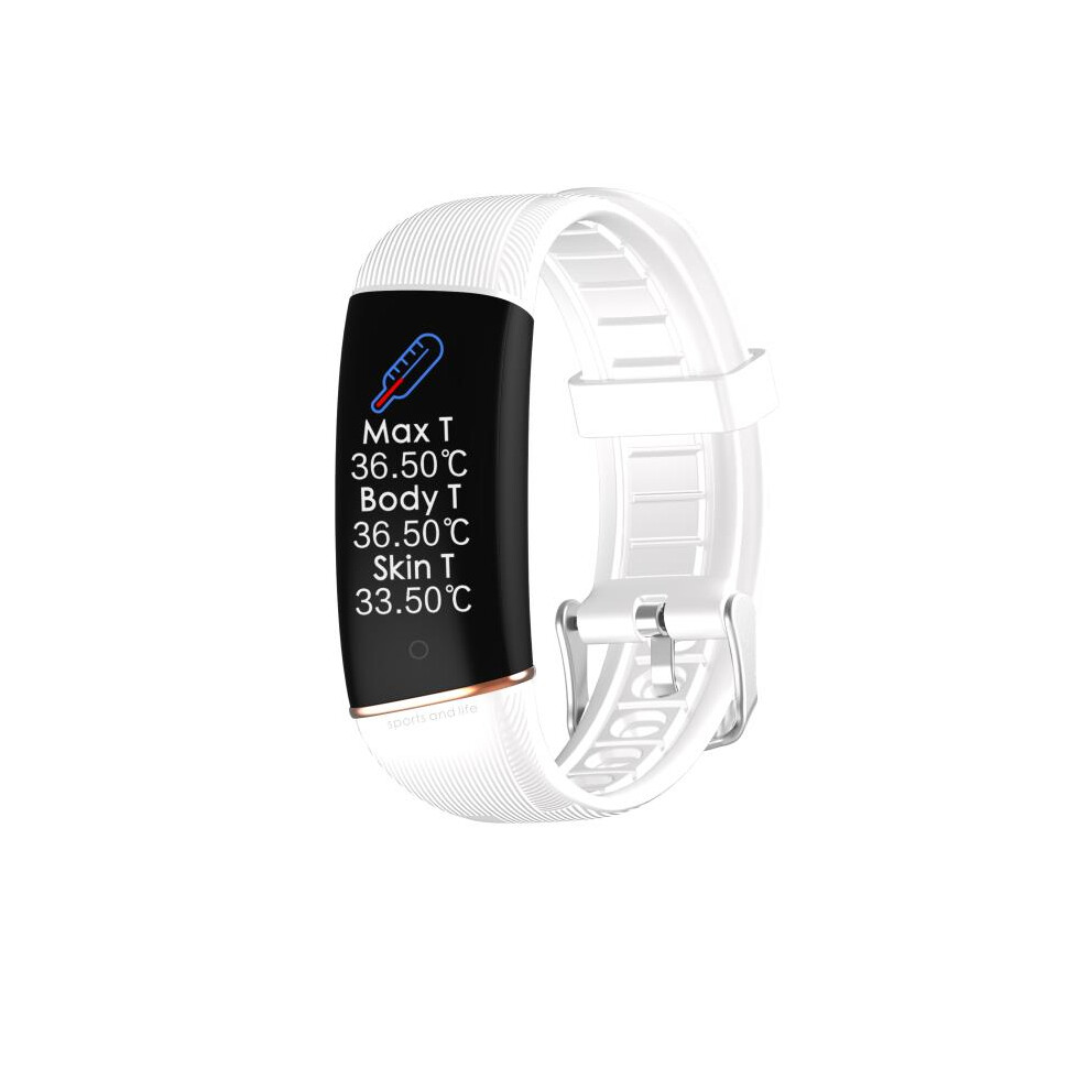 (White) Smart Wristband Body Temperature Blood Pressure Heart Rate Monitor For Android Ios White 110691350008