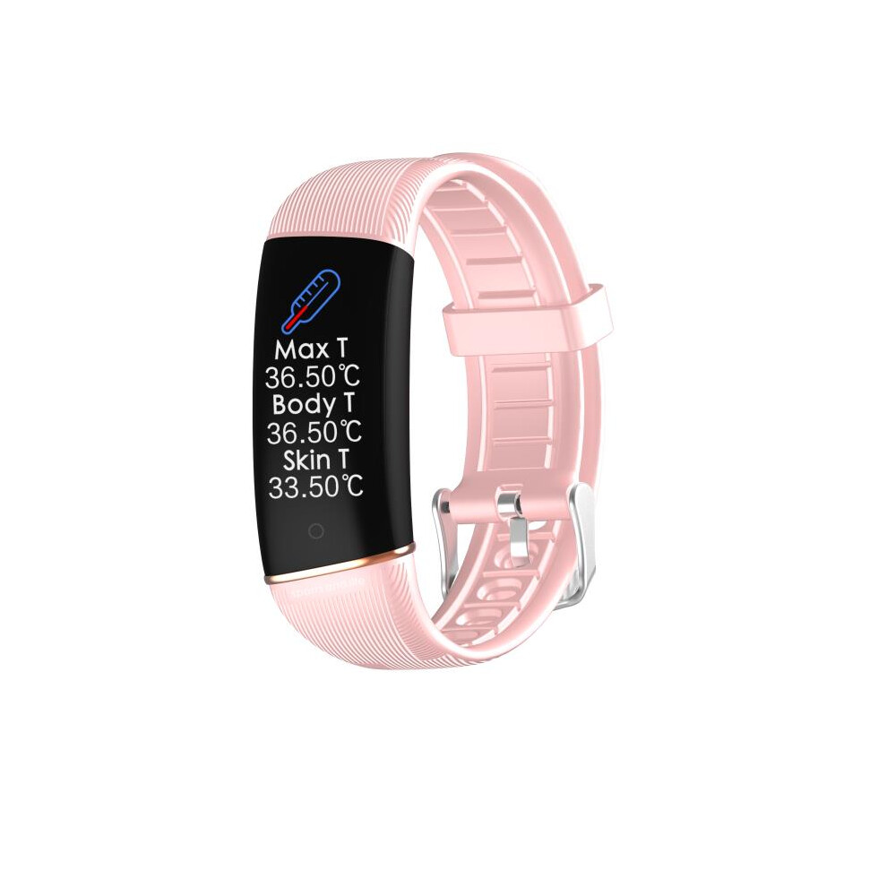 (Pink) Smart Wristband Body Temperature Blood Pressure Heart Rate Monitor For Android Ios Pink 110691350015