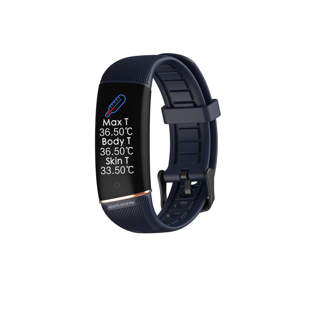 (Blue) Smart Wristband Body Temperature Blood Pressure Heart Rate Monitor For Android Ios Blue 110691349989