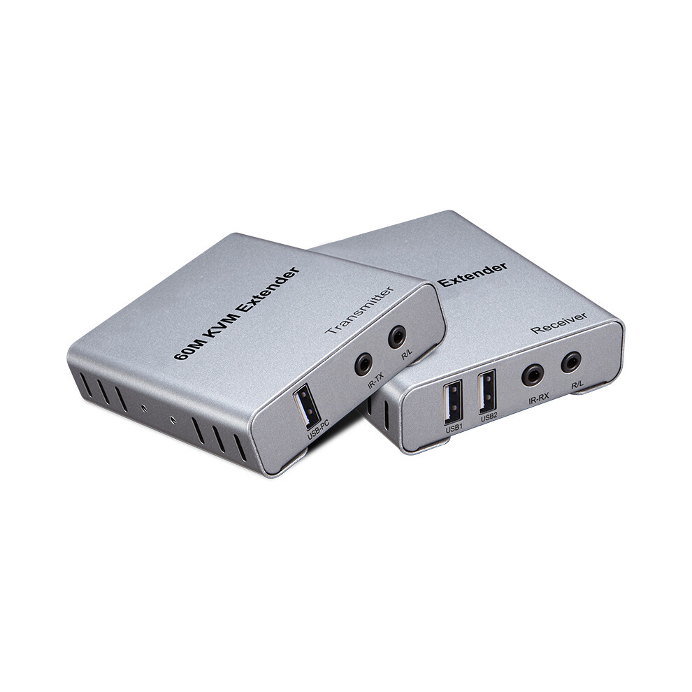 (Us) Hdmi-Compatible 60M Kvm Extender With Audio Transmitter Receiver Over Cat5e/Cat6 Cable For Pc 110691353641