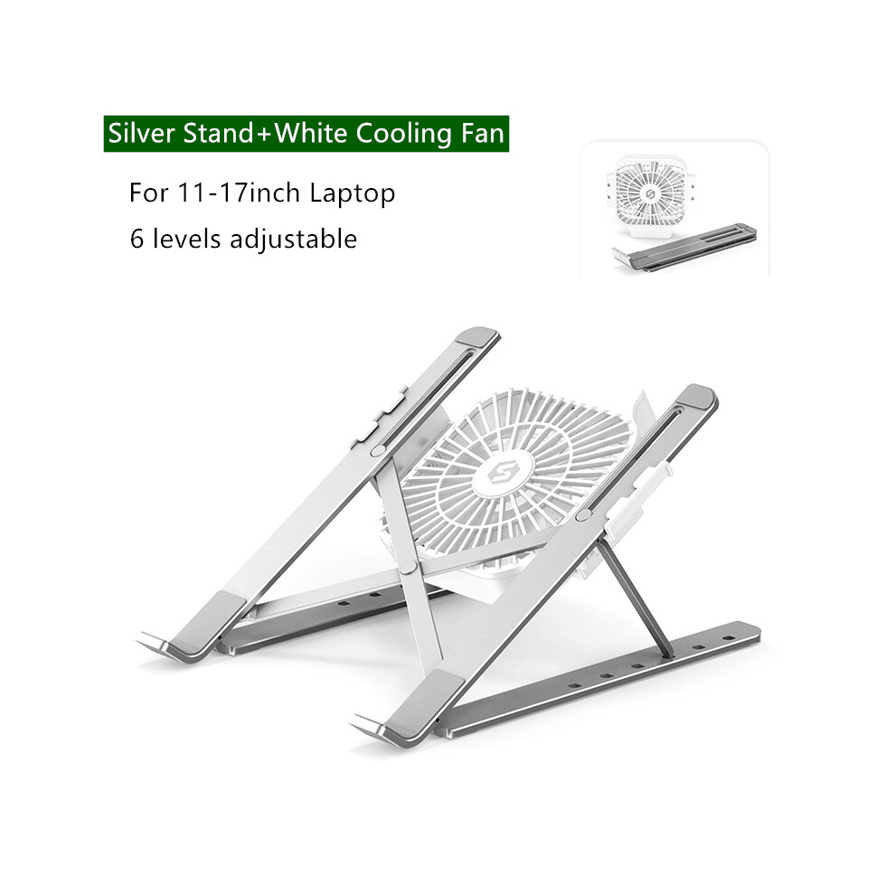 ( Stand+ Fan) Foldable Laptop Tablet Stand With Cooling Fan Heat Dissipation For 11-17 Inch Notebook Macbook Air Pro Silver/White 110691353597