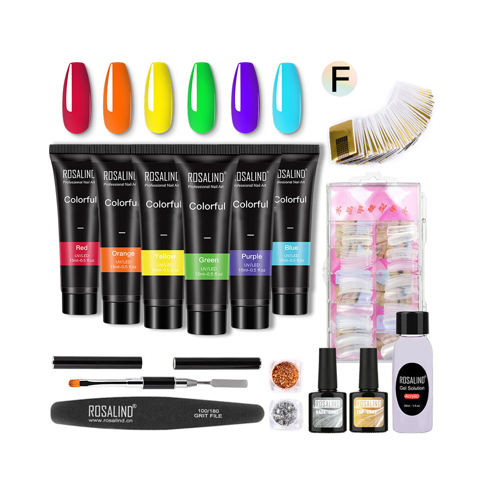 (F) ROSALIND 6 Colors Builder Poly Nail Extension Gel Nail Enhancement Manicure Kit