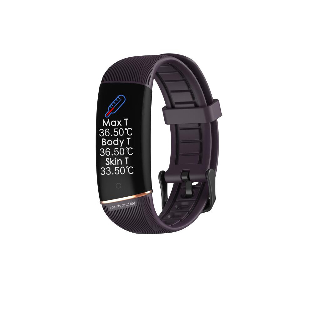 (Purple) Smart Wristband Body Temperature Blood Pressure Heart Rate Monitor For Android Ios Purple 110691350022