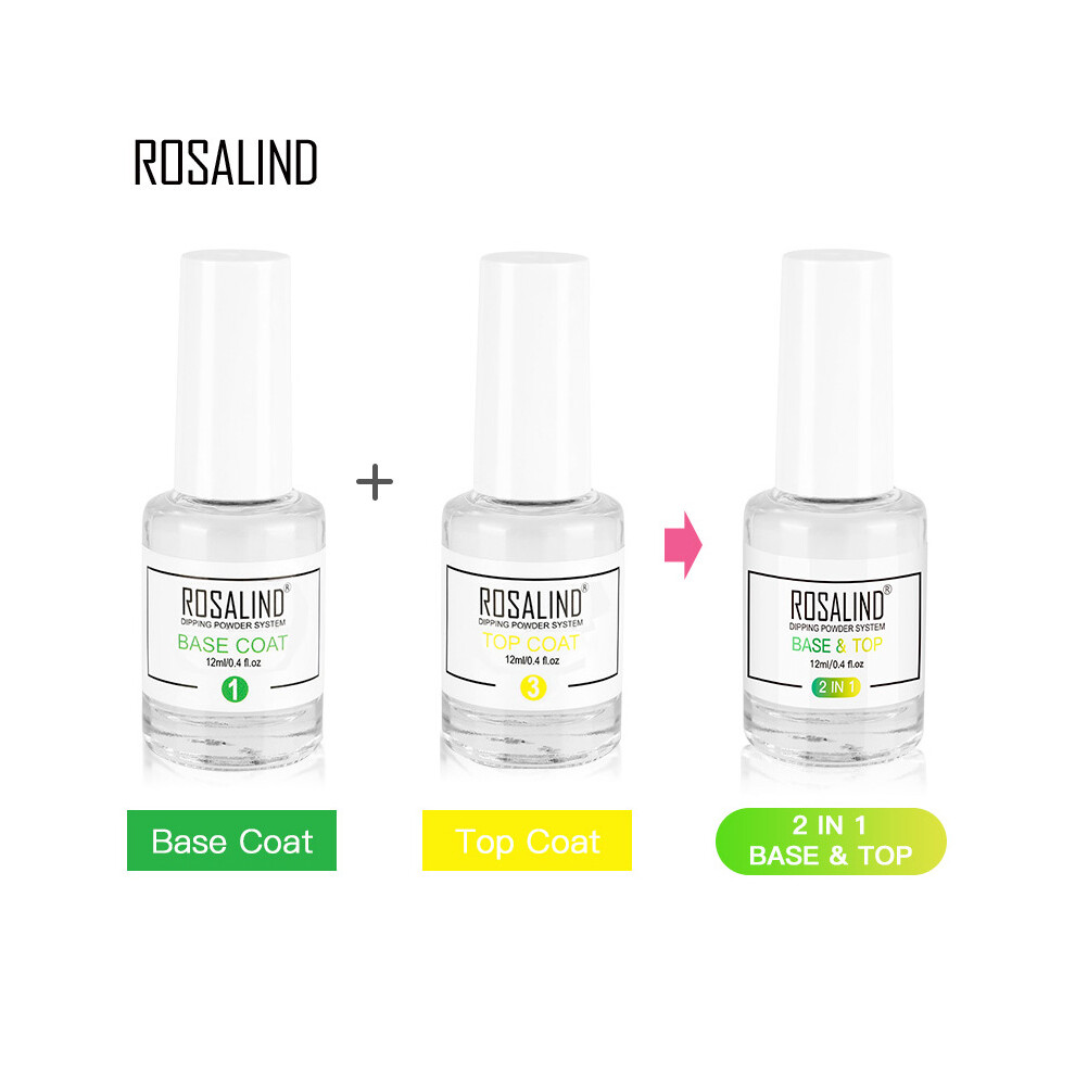 (BASE & TOP) ROSALIND Nail Art Polish French Gradient Dipping Powder Manicure Glitter Pigment