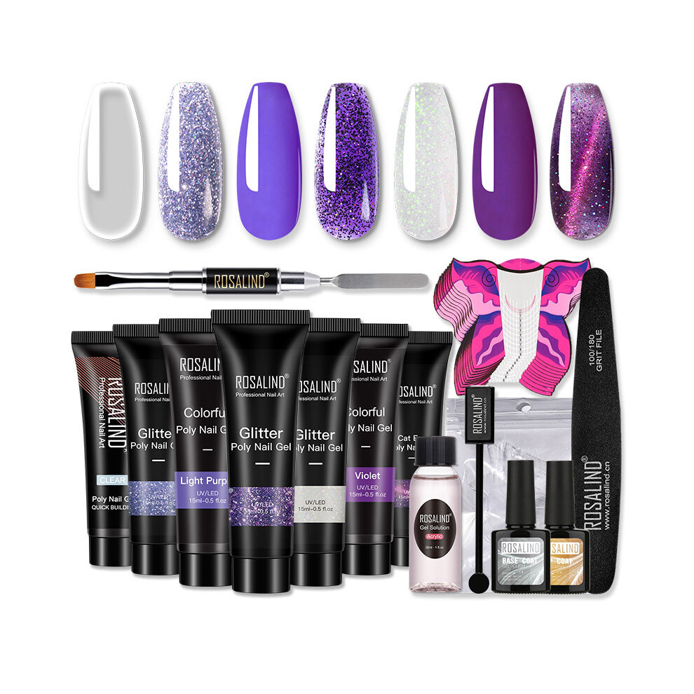 (A) ROSALIND 7 Colors Builder Poly Nail Extension Gel Nail Enhancement Manicure Kit