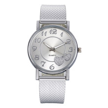 (Silver) Women's Fashion Simple Quartz Watch Silicone Mesh Band Belt Casual Wristwatch