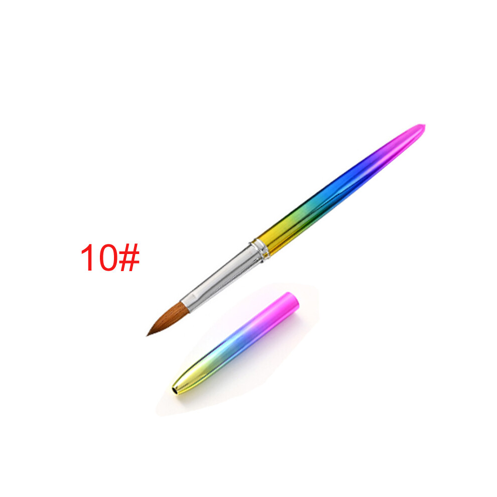 (10#) Colorful Kolinsky Sable Hair Acrylic Nail Art Brush Aluminum Handle Manicure Tool