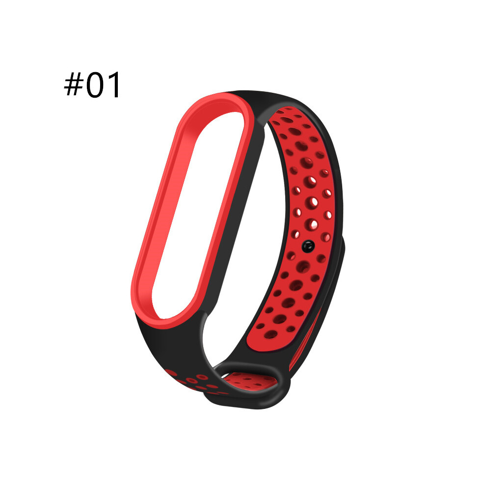 (#01) Sports Silicone Two-color Strap Porous Bracelet For Xiaomi Mi Band 5 Smart Watch