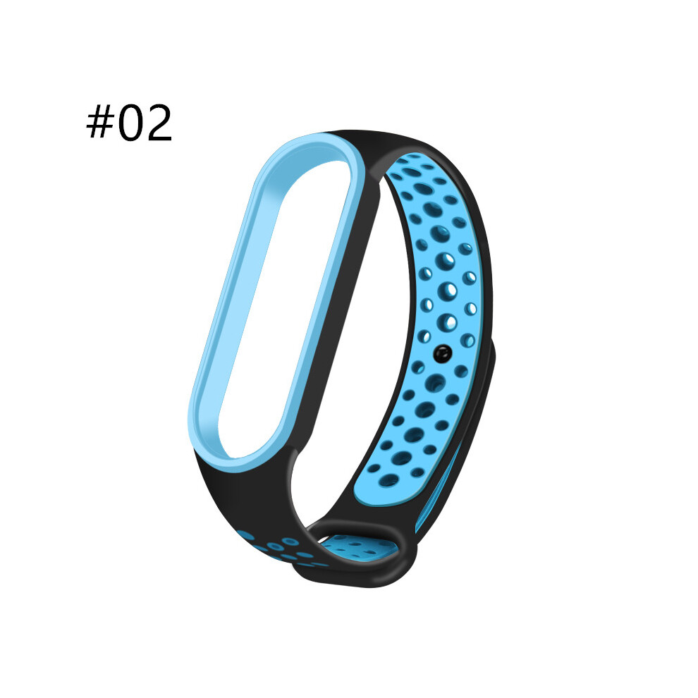 (#02) Sports Silicone Two-color Strap Porous Bracelet For Xiaomi Mi Band 5 Smart Watch