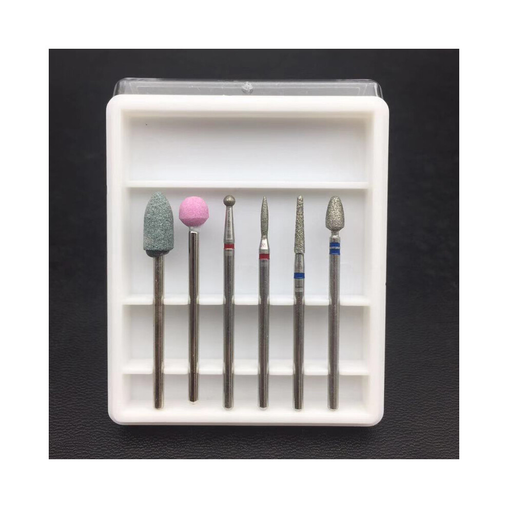 (02#) 6PCS Diamond Nail Drill Bits Acrylic Buffer Gel Polish Electric File Manicure Tool