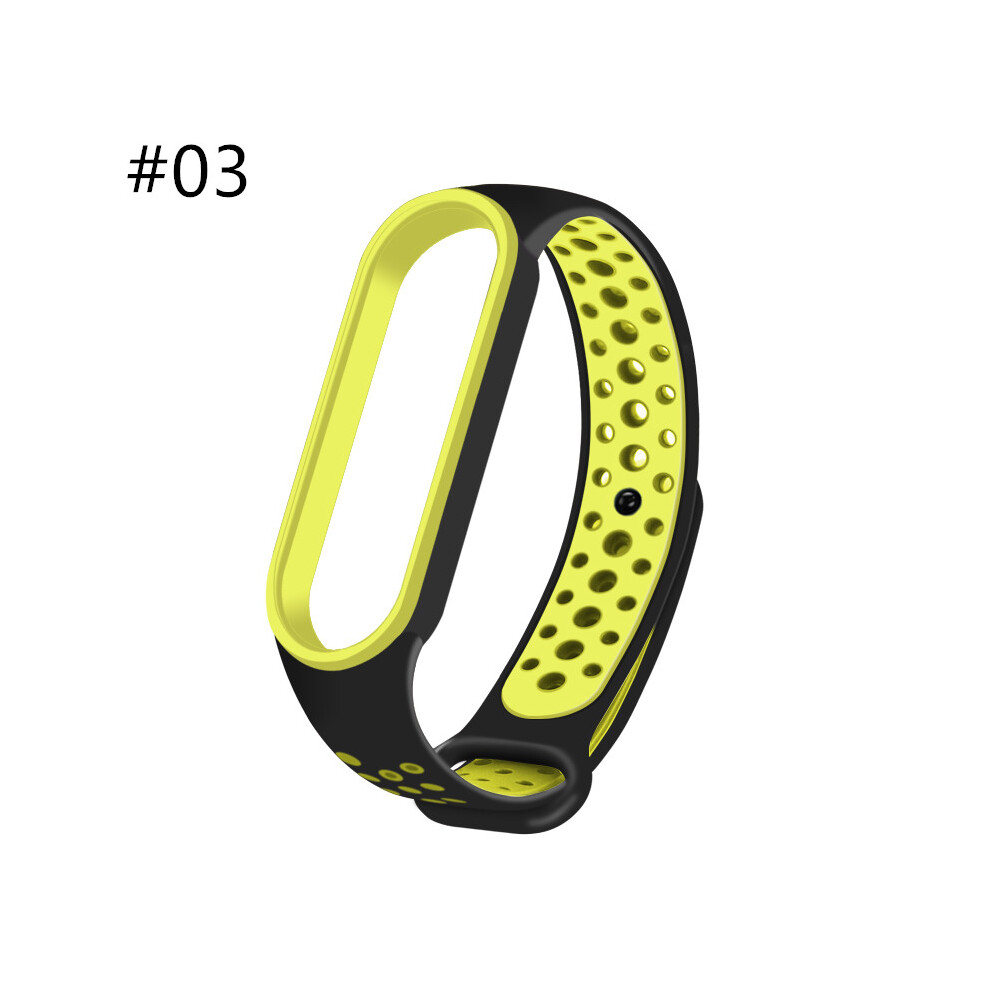 (#03) Sports Silicone Two-color Strap Porous Bracelet For Xiaomi Mi Band 5 Smart Watch