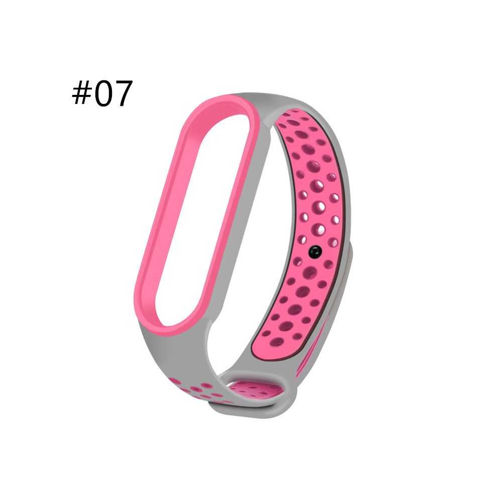 (#07) Sports Silicone Two-color Strap Porous Bracelet For Xiaomi Mi Band 5 Smart Watch