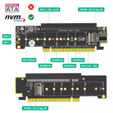 PCIe 4.0 x16 to Dual NVMe & Additional PCIe x16/x8 Signal Adapter for M.2 NVMe SSD