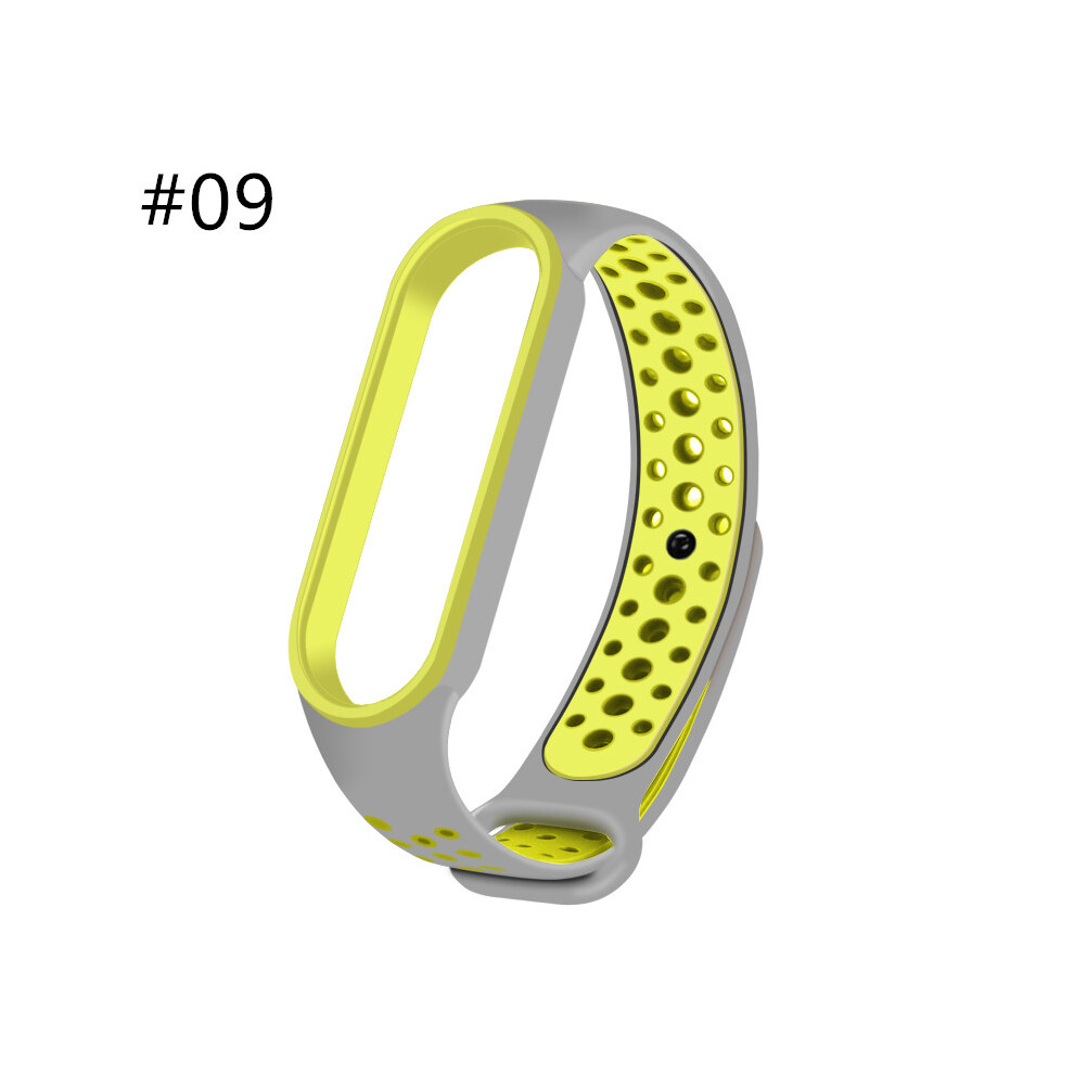 (#09) Sports Silicone Two-color Strap Porous Bracelet For Xiaomi Mi Band 5 Smart Watch