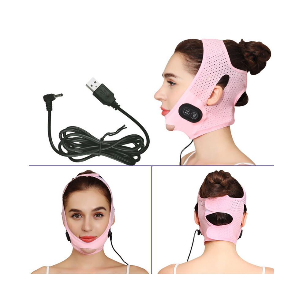 Pink (Pink) Electric Microcurrent V-Face Lifting Mask Sleep Bandage Facial Slmming Massage Double Chin Reducer