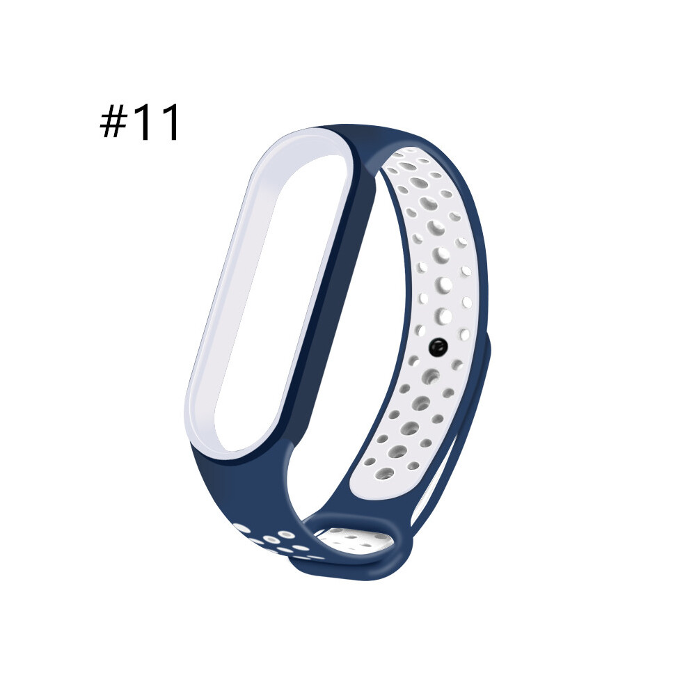 (#11) Sports Silicone Two-color Strap Porous Bracelet For Xiaomi Mi Band 5 Smart Watch