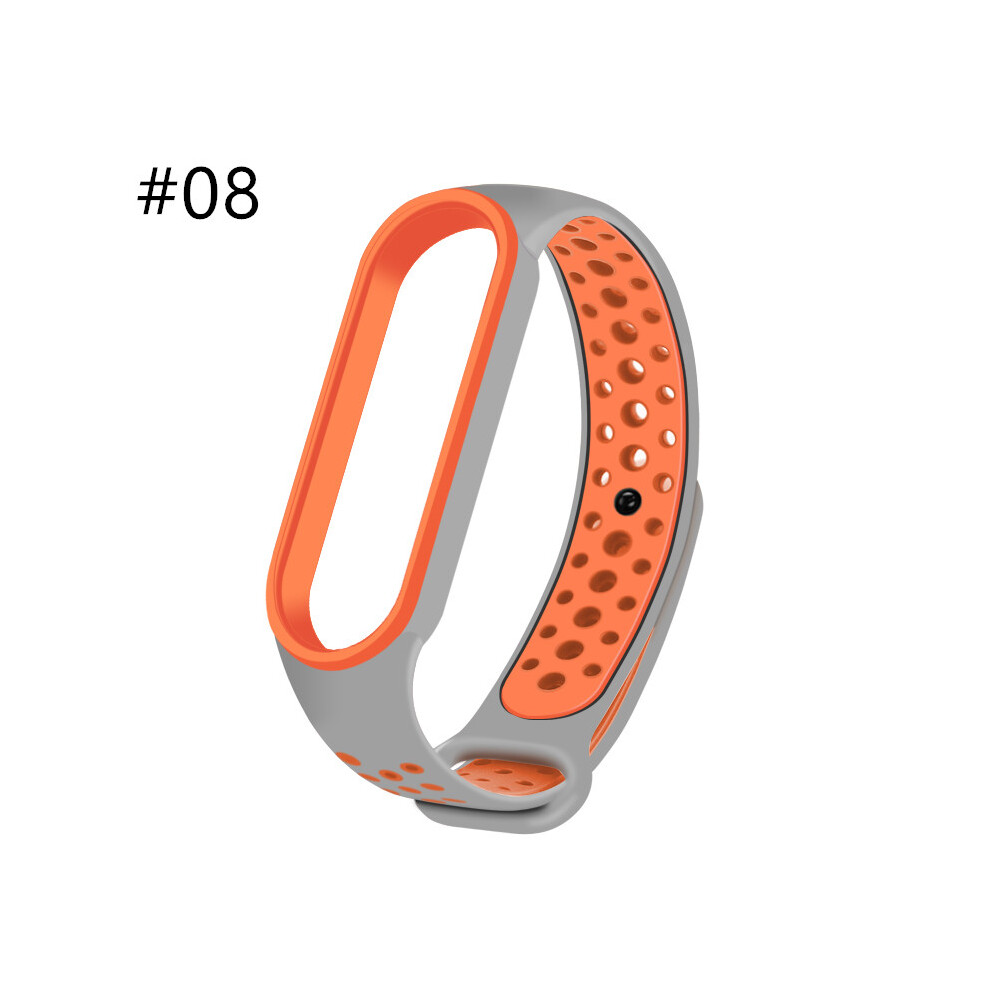 (#08) Sports Silicone Two-color Strap Porous Bracelet For Xiaomi Mi Band 5 Smart Watch