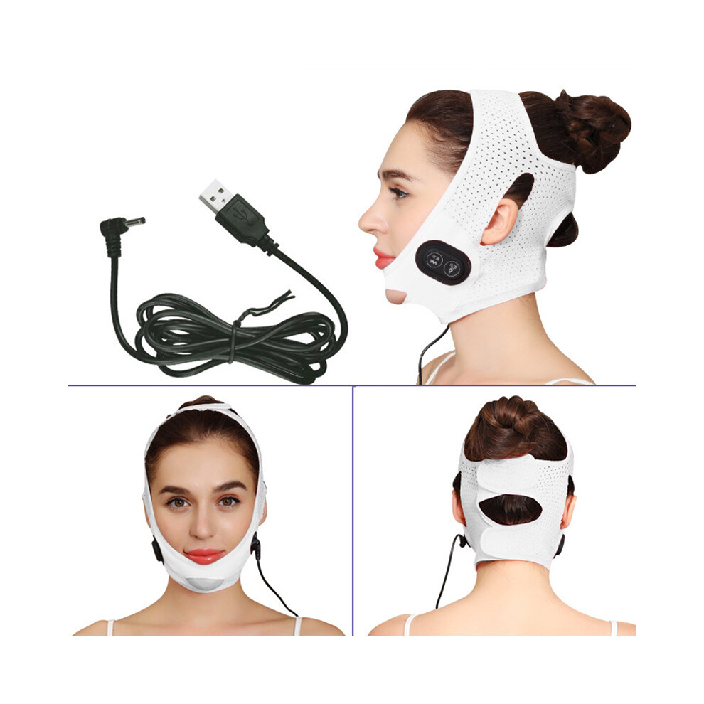 White (White) Electric Microcurrent V-Face Lifting Mask Sleep Bandage Facial Slmming Massage Double Chin Reducer