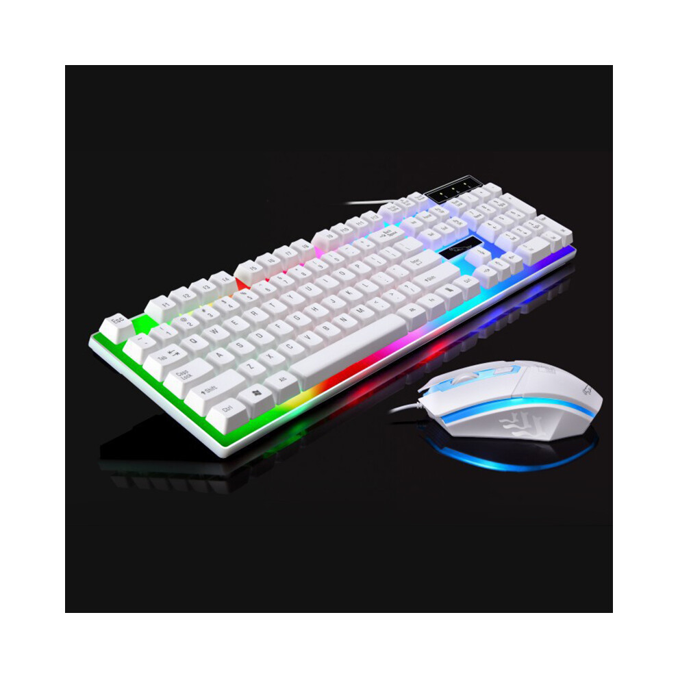 () Computer Desktop Mechanical Gaming Keyboard Mouse With Led Backlit White/Light 110691364784
