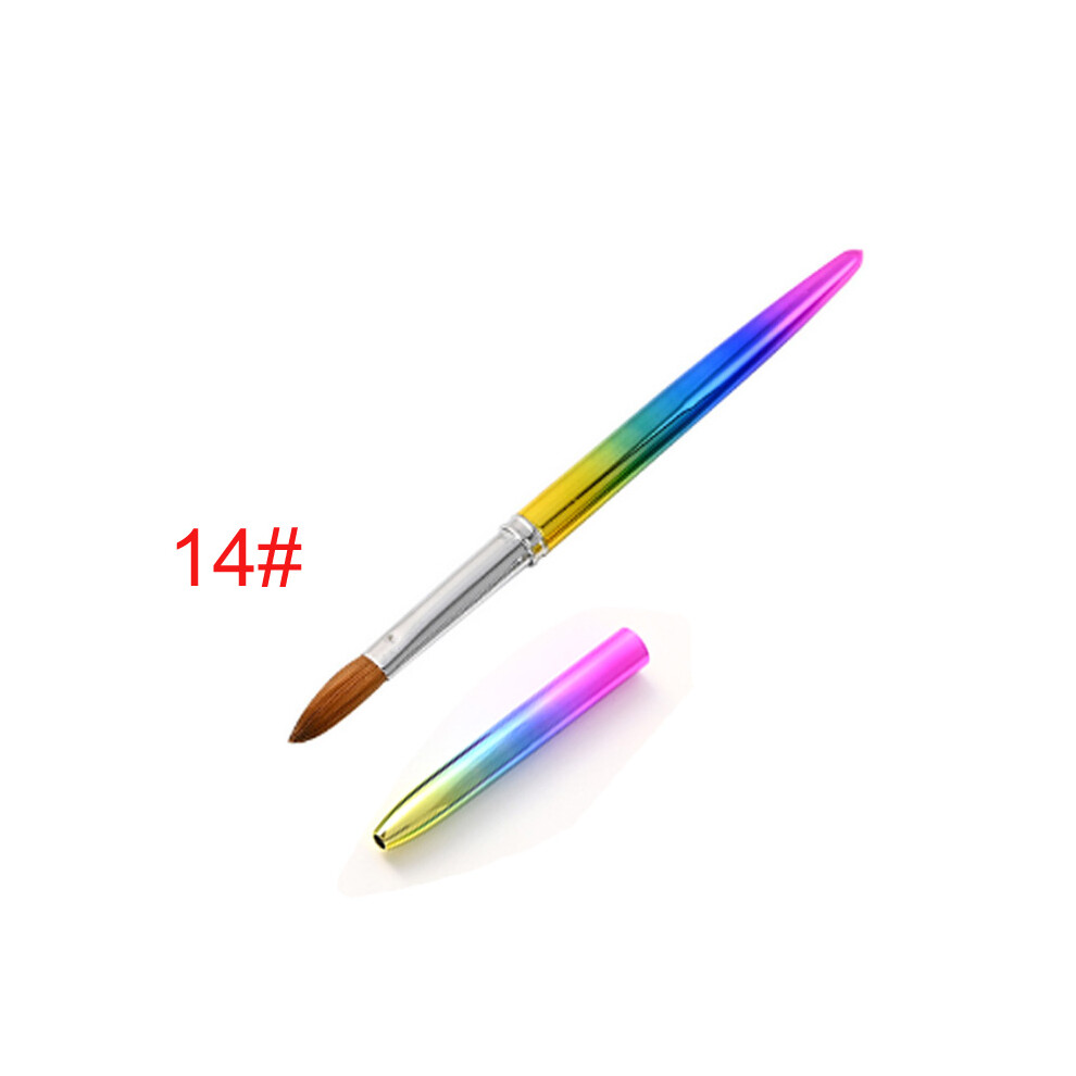 (14#) Colorful Kolinsky Sable Hair Acrylic Nail Art Brush Aluminum Handle Manicure Tool