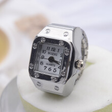(Square white) Watch Ring Ladies Men Cool Finger Watch Ring Couple