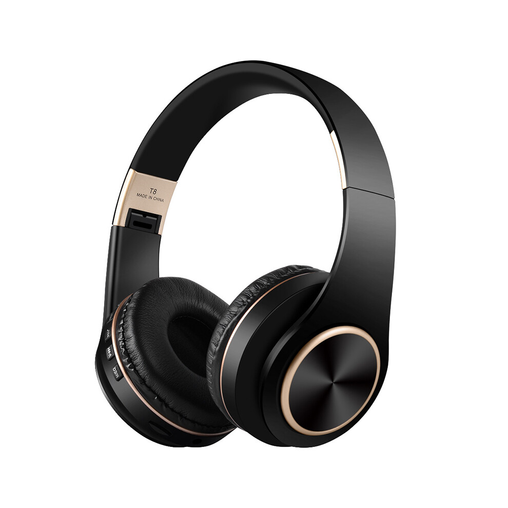 (Black) Hifi Wireless Headphones 3D Stereo Bluetooth Headset Foldable W/Mic Tf Earbuds Black 110691354587