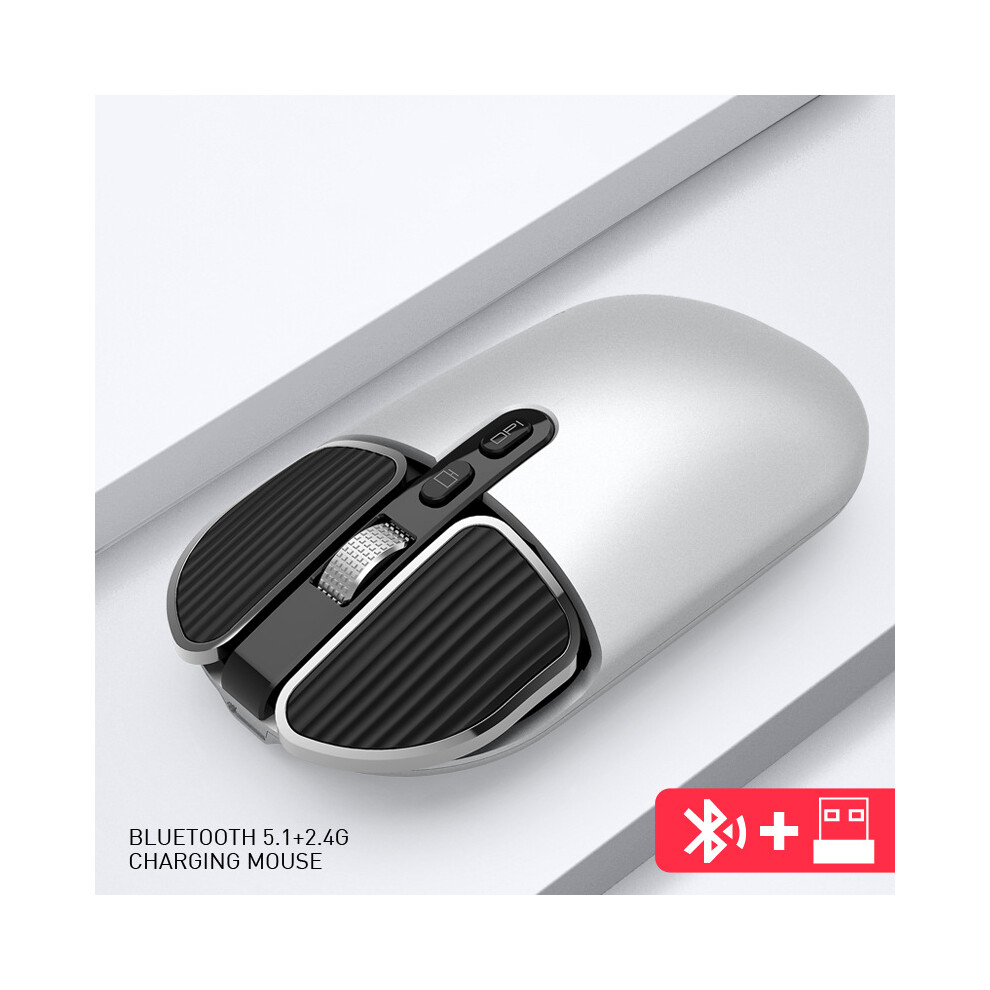 (Moonlight ) M203 Bluetooth 2.4Ghz Wireless Mouse Dual-Mode Mice For Desktop Computer Notebook Office Home Silver 110691367112