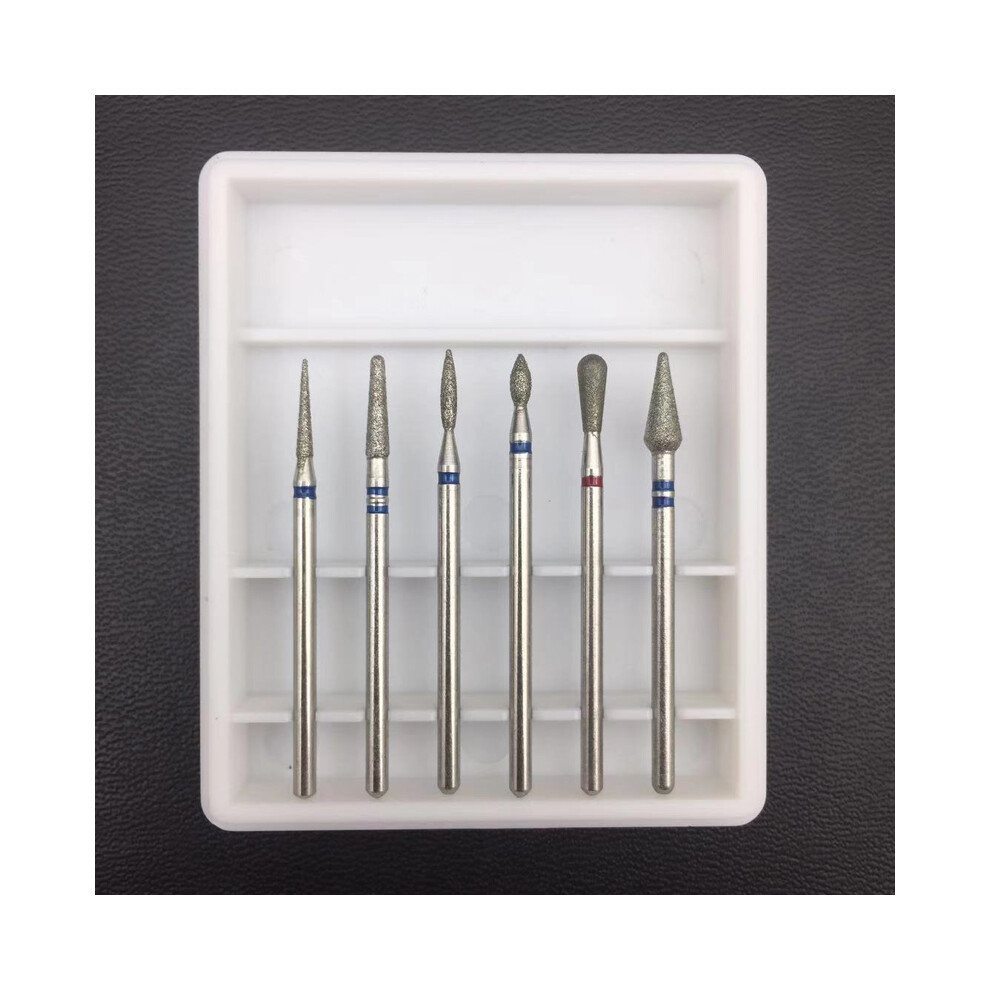 (09#) 6PCS Diamond Nail Drill Bits Acrylic Buffer Gel Polish Electric File Manicure Tool