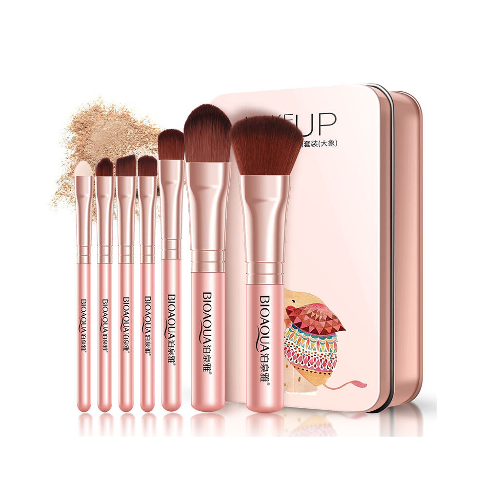 Pink (Pink) 7Pcs Makeup Brushes Set Eyeshadow Lip Face Foundation Powder Applicator Cosmetic Tools
