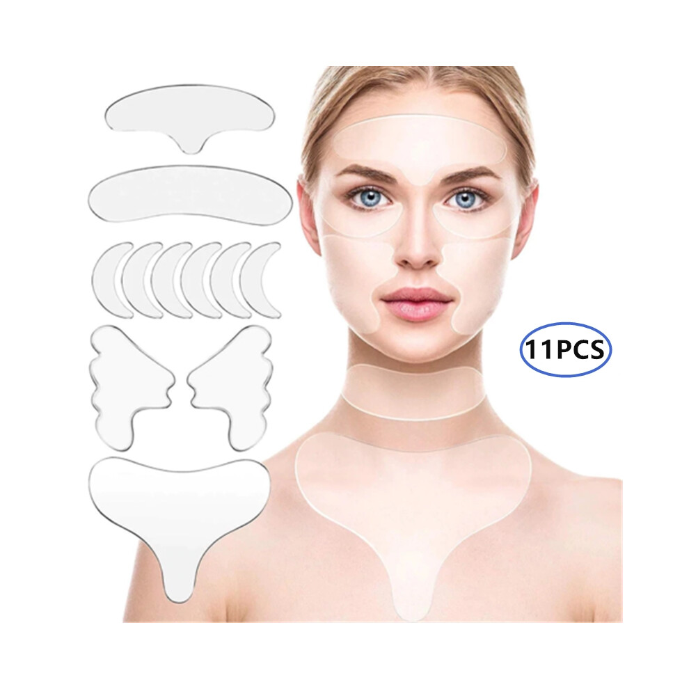 11PCS Reusable Silicone Patches for Face, Eyes, Forehead, and Neck - Anti-Wrinkle Treatment