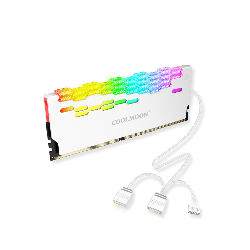 (White) Pc Cooling Ram Radiator Memory Block Heat Sink Cooler Heat Spreader 5V Argb 110691377760