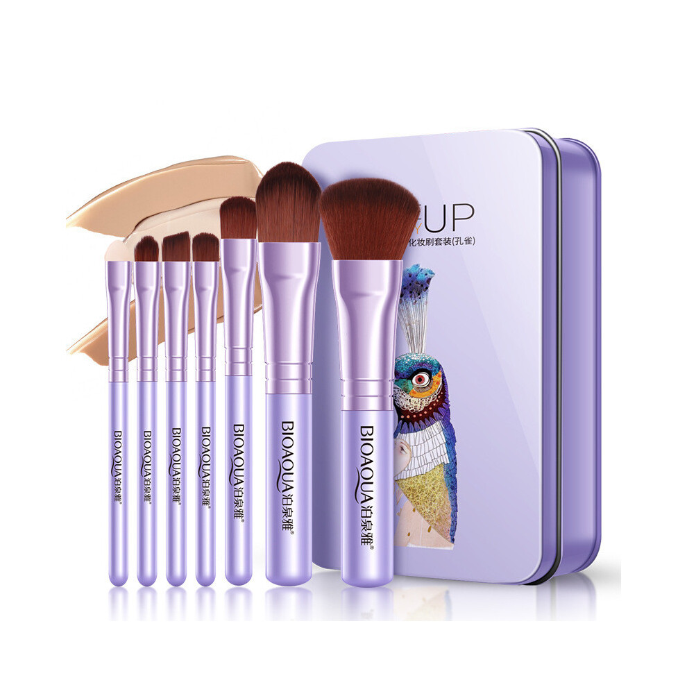 Purple (Purple) 7Pcs Makeup Brushes Set Eyeshadow Lip Face Foundation Powder Applicator Cosmetic Tools