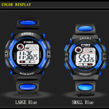 (Blue, Small) Electronic Watch Sports Waterproof Digital Luminous Week Display Wristwatch For Boys Girls