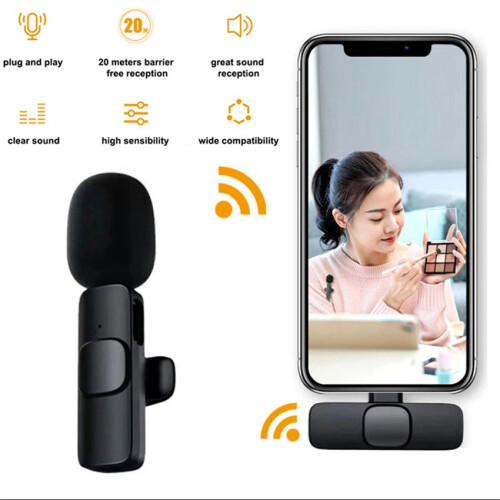 (Apple interface charging version) Wireless Lavalier Microphone Mic For Android Phone iPhone ipad Vlog Live Stream