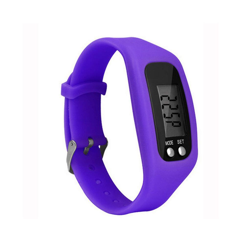 (Purple) Digital Pedometer Watch With Lcd Step Counter, Distance & Calorie Tracker Purple 113121828603