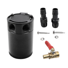 (1 set*OCC38) 2-Port Oil Catch Can Reservoir Tank Engine Baffled W/Drain Valve Universal