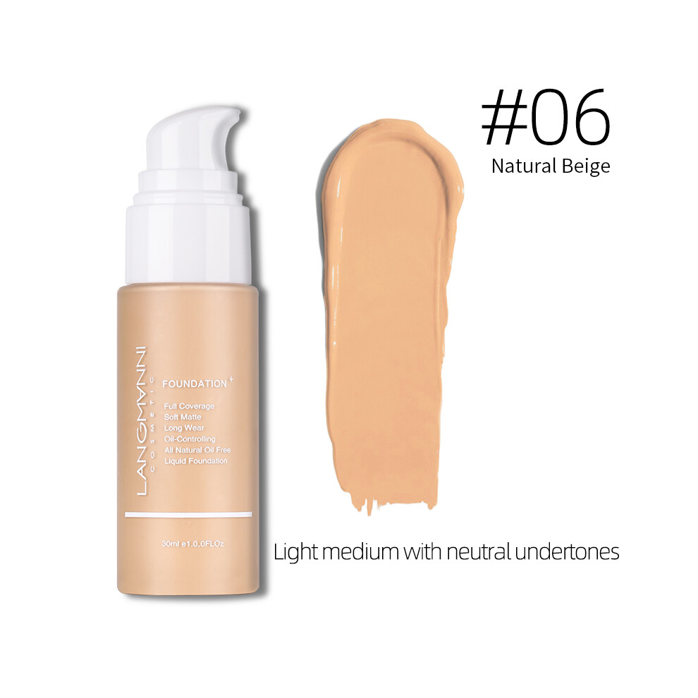(#5) Langmanni 30ml Liquid Foundation Soft Matte Concealer 13 Colors Primer Base Professional Face Make up Foundation Contour Palette