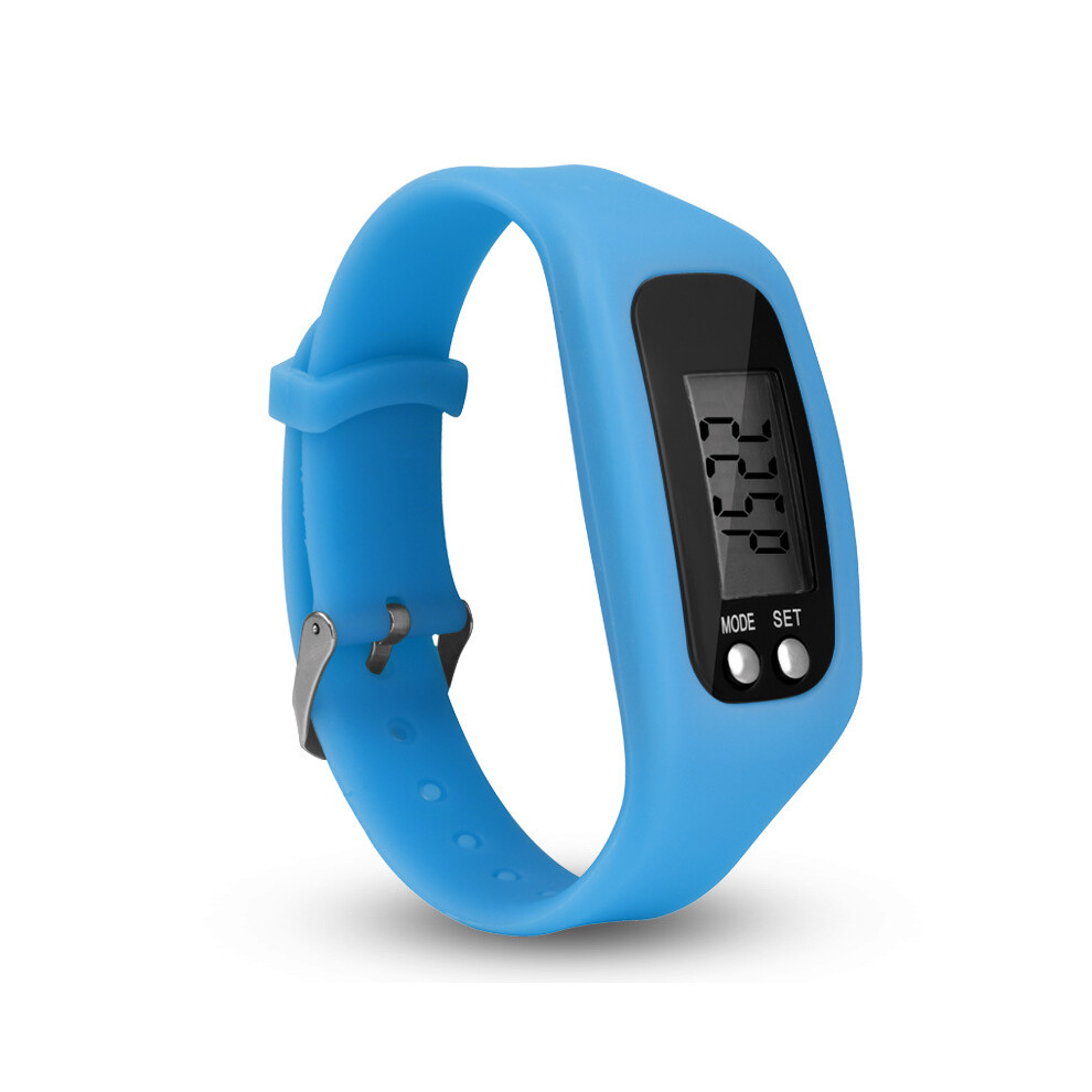 (Blue) Digital Pedometer Watch With Lcd Step Counter, Distance & Calorie Tracker Blue 113121828665