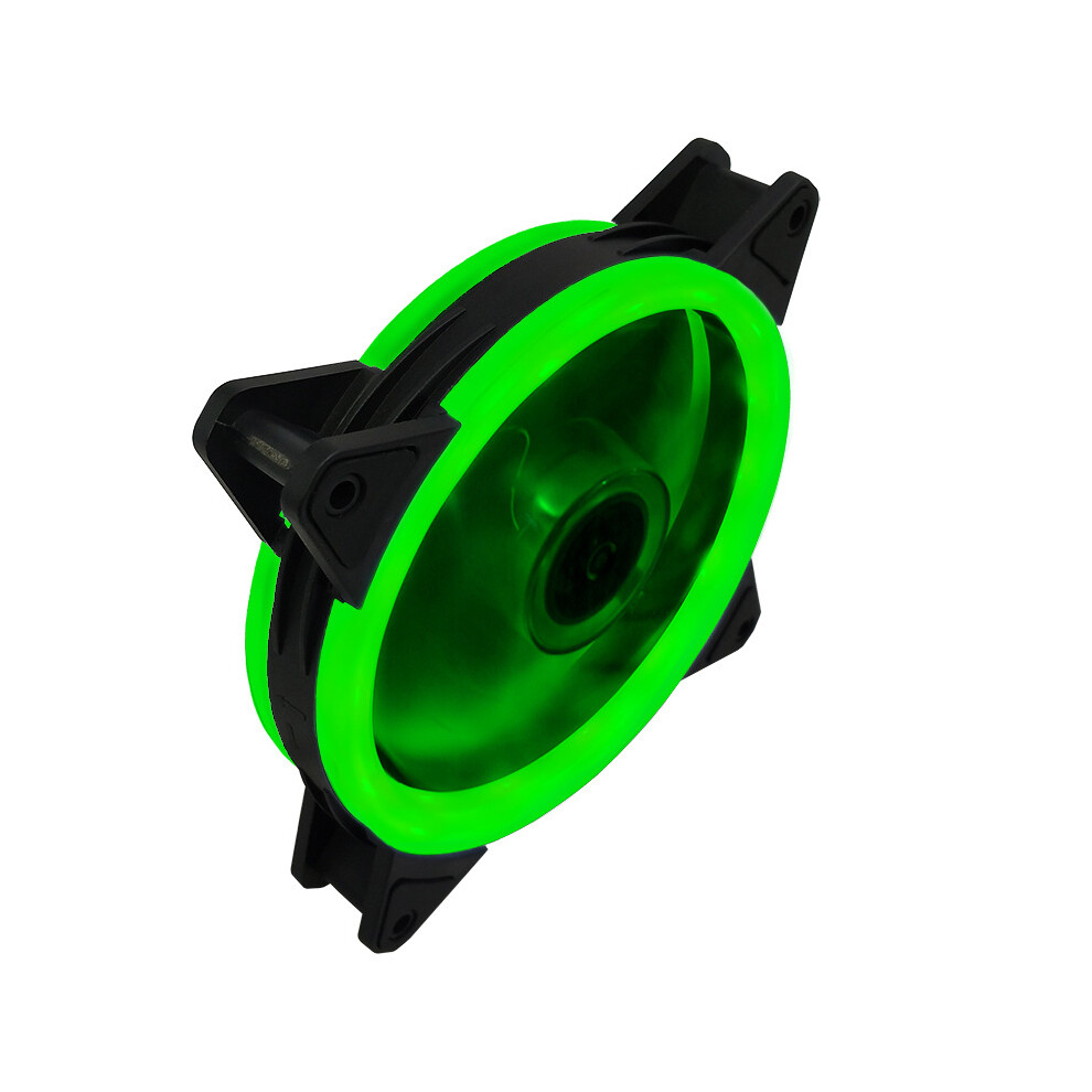 (Green) 120Mm Pc Case Fan Rgb Led Computer Cooling 4Pin/3Pin Pwm Double Diaphragm Green 110691377708