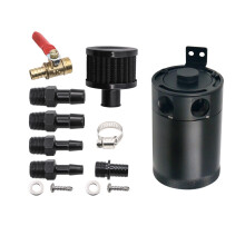 (1 set*OCC43) 2-Port Oil Catch Can Reservoir Tank Engine Baffled W/Drain Valve Universal