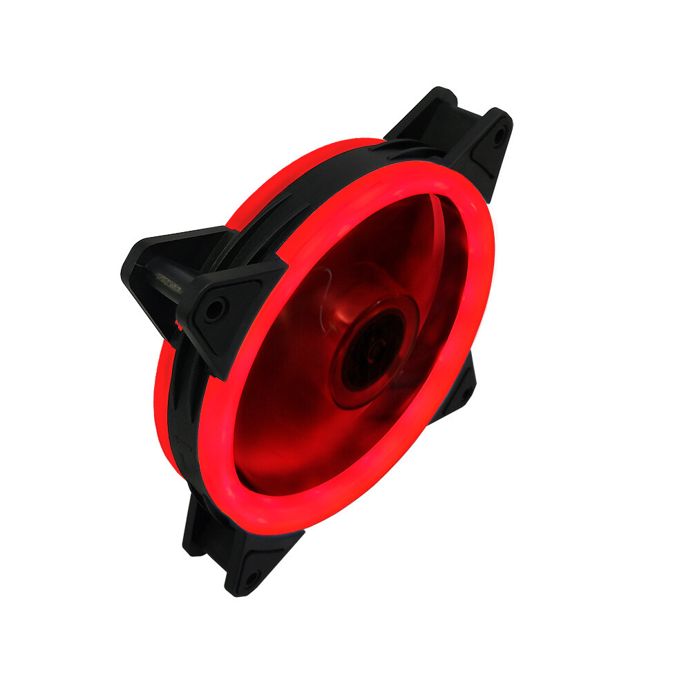 (Red) 120Mm Pc Case Fan Rgb Led Computer Cooling 4Pin/3Pin Pwm Double Diaphragm Red 110691377685
