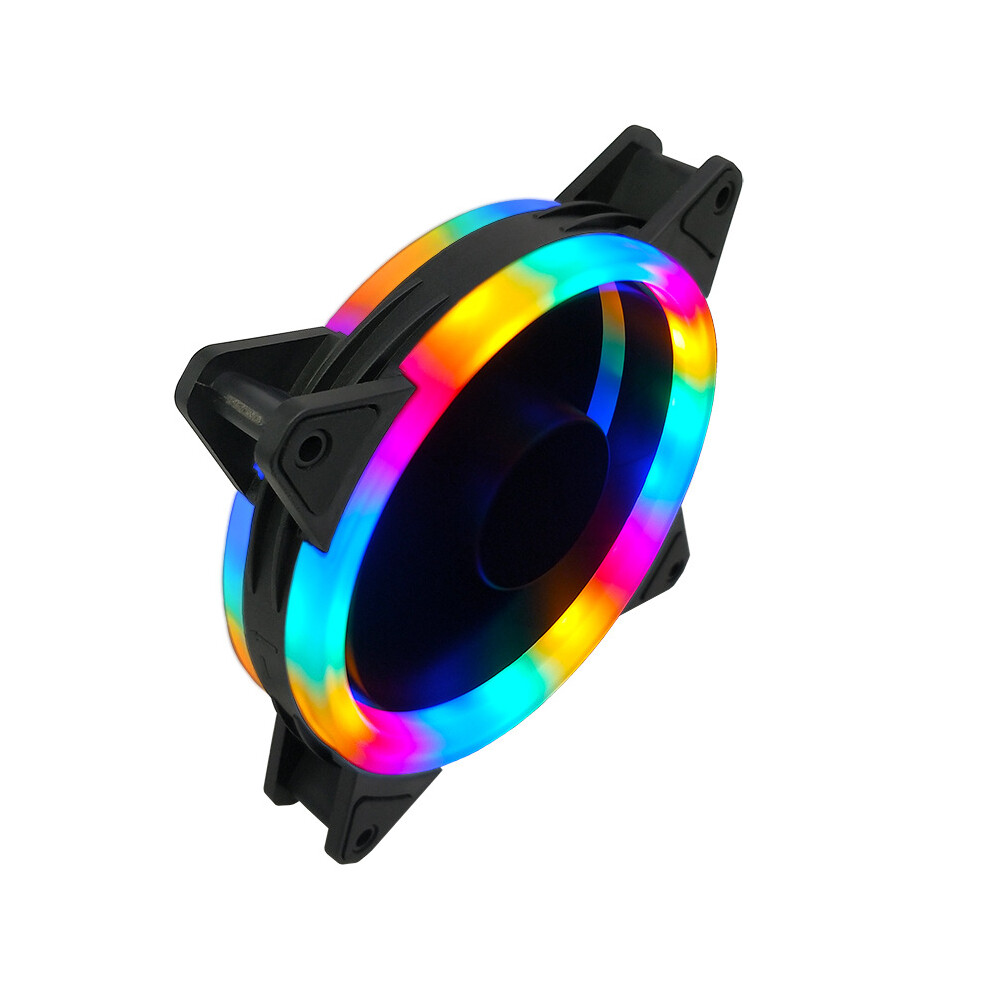 (Rainbow Color) 120Mm Pc Case Fan Rgb Led Computer Cooling 4Pin/3Pin Pwm Double Diaphragm 110691377692