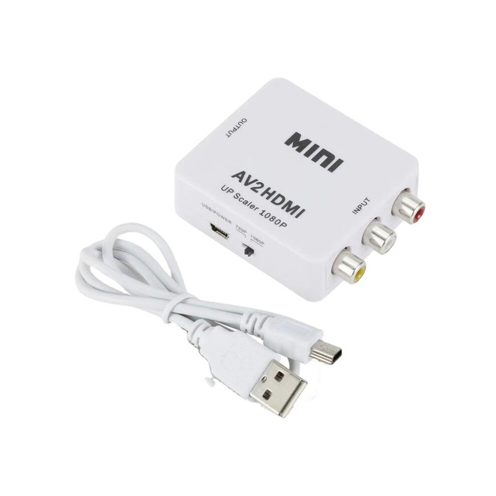 (White) Rca To Hdmi Converter Composite Av Cvbs Video Adapter 720P 1080P For Wii Nes Snes White 110691379719