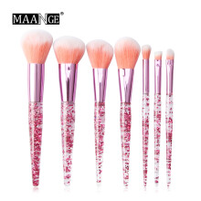 (Pink) 7PCS Glitter Crystal Handle Makeup Brushes Set Powder Eyeshadow Colorful Beauty Brush