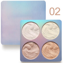 (#02) 4 Colors Professional Makeup Face Powder Shimmer Bronzer Highlighter Palette