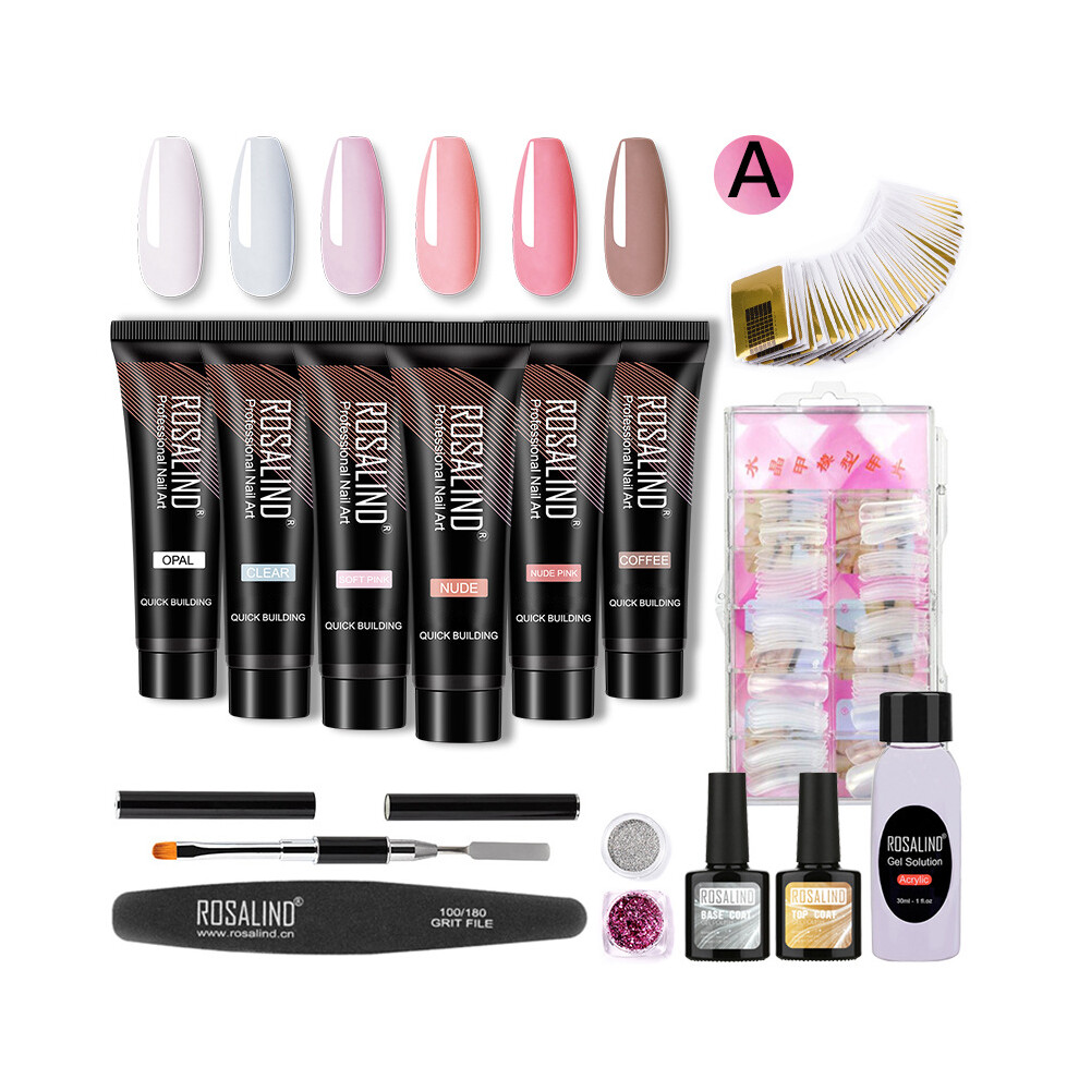 (A) ROSALIND 6 Colors Builder Poly Nail Extension Gel Nail Enhancement Manicure Kit