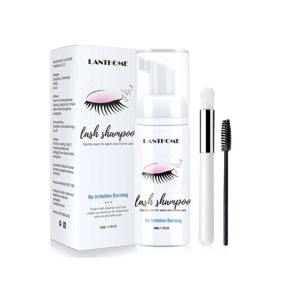 Professional Eyelashes Foam Cleaner Eye Lash Extension Cleanser Shampoo + Brush