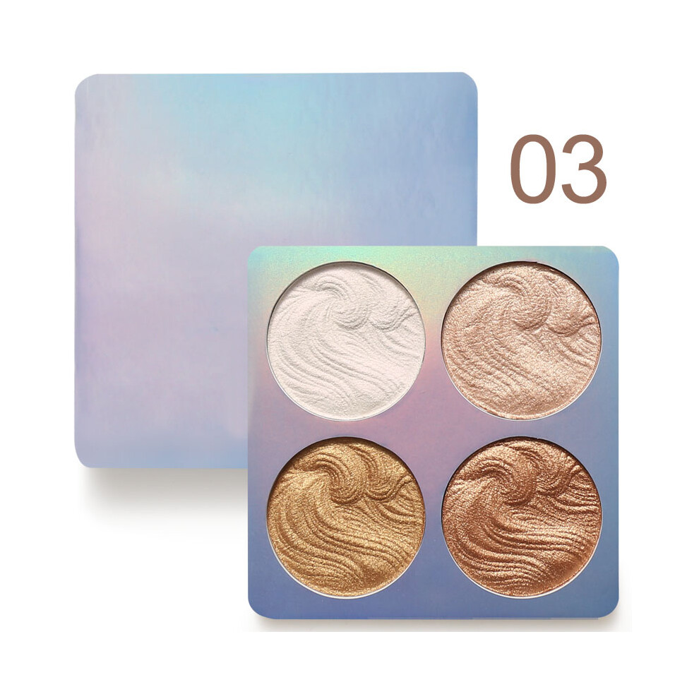 (#03) 4 Colors Professional Makeup Face Powder Shimmer Bronzer Highlighter Palette