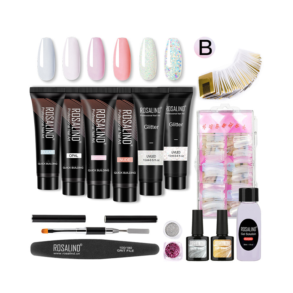 (B) ROSALIND 6 Colors Builder Poly Nail Extension Gel Nail Enhancement Manicure Kit
