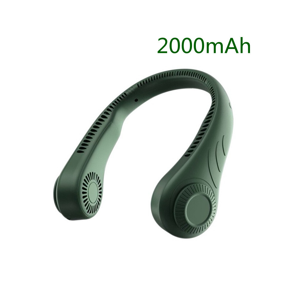 (2000Mah - ) Mini Fan Neckband Bladeless Lazy Neck Hanging Cooler Usb Rechargeable Portable Green 110691381941